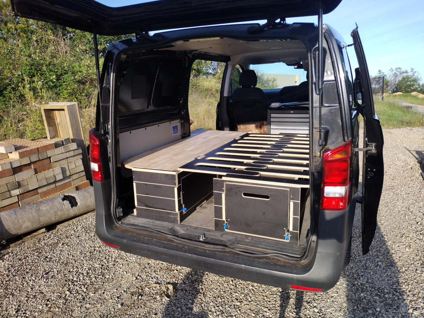 Bed and Storage unit for vans - 2 Modules Included - Van, Camper Bed, Storage & Kitchen