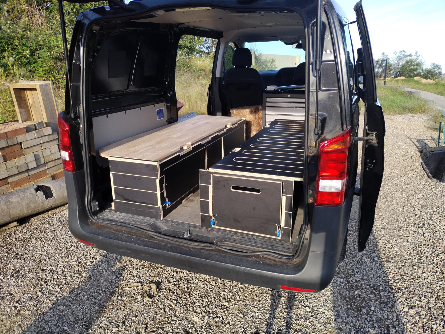 Bed and Storage unit for vans - 2 Modules Included - Van, Camper Bed, Storage & Kitchen