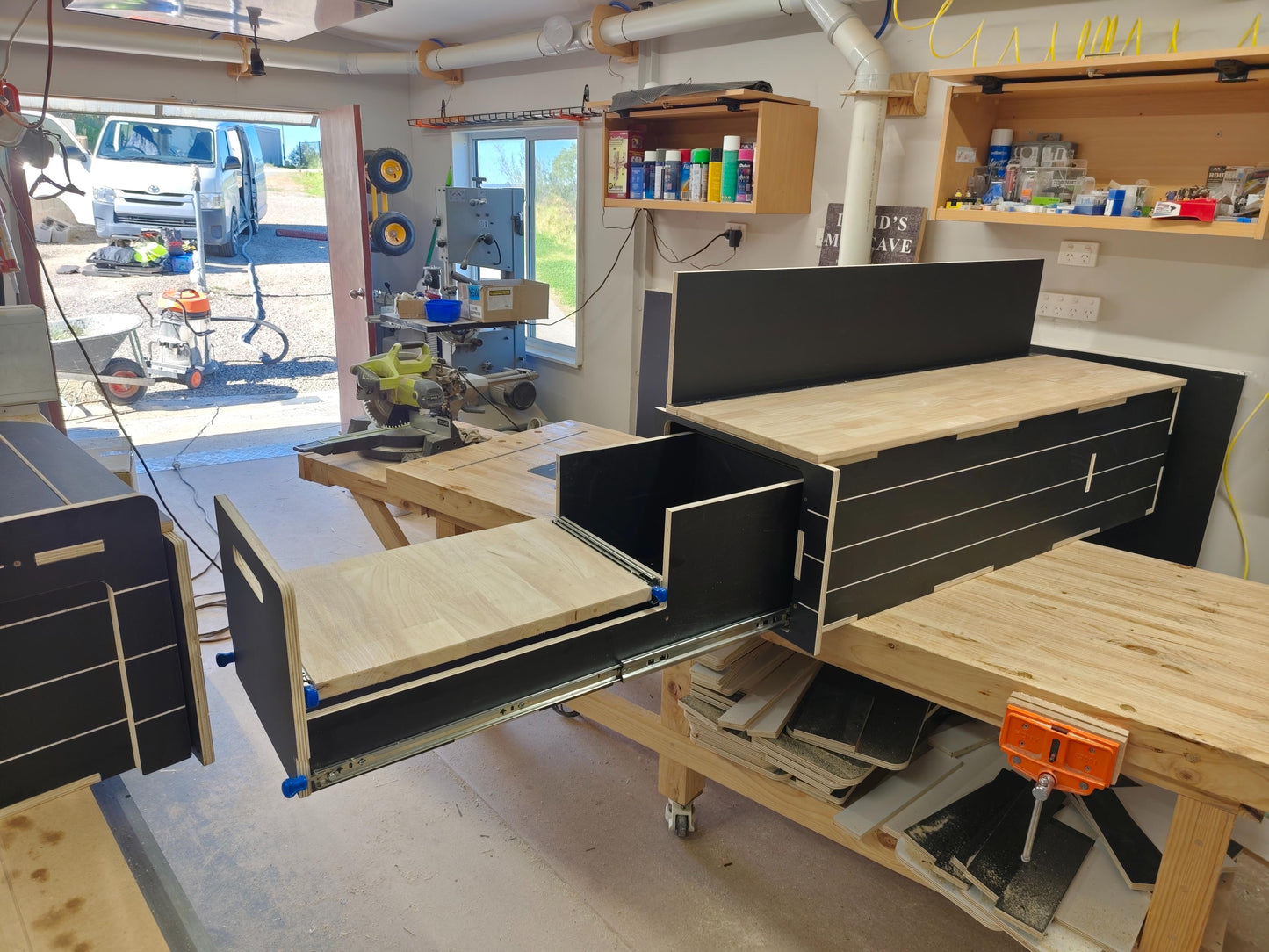 White or Black - Slide out Kitchen, Van, Camper. Tradie storage