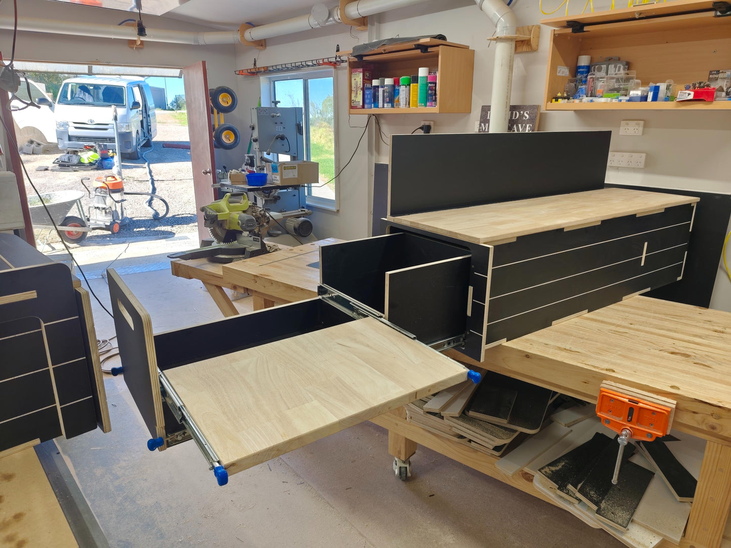White or Black - Slide out Kitchen, Van, Camper. Tradie storage
