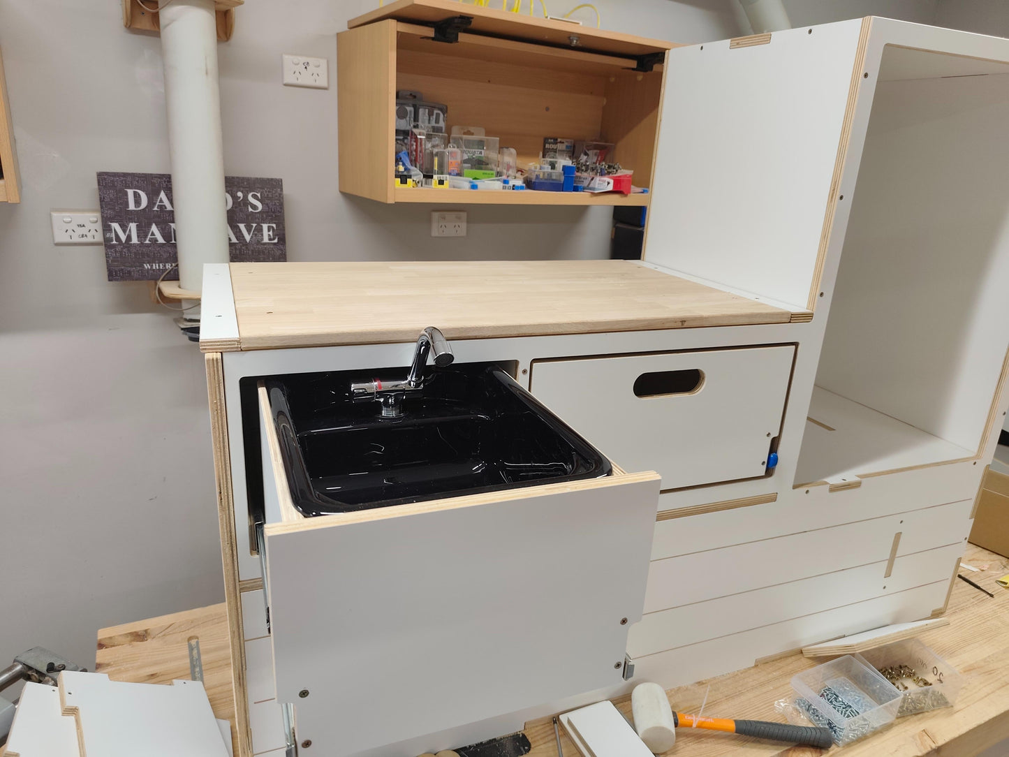 Slide Out Kitchen Fully Plumbed - Suit 85L Kings,Bushmans Fridge. Sink option available