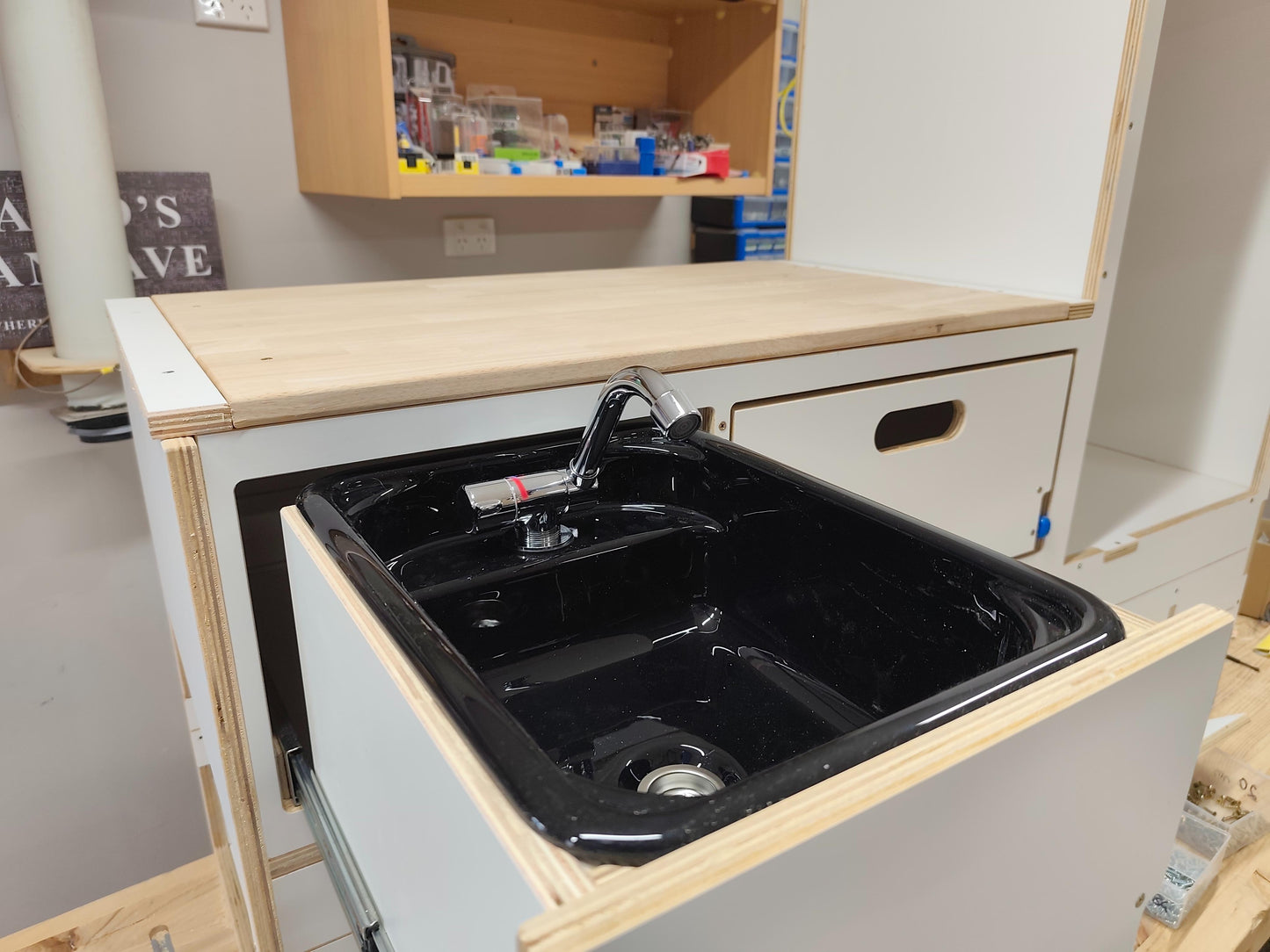 Slide Out Kitchen Fully Plumbed - Suit 85L Kings,Bushmans Fridge. Sink option available