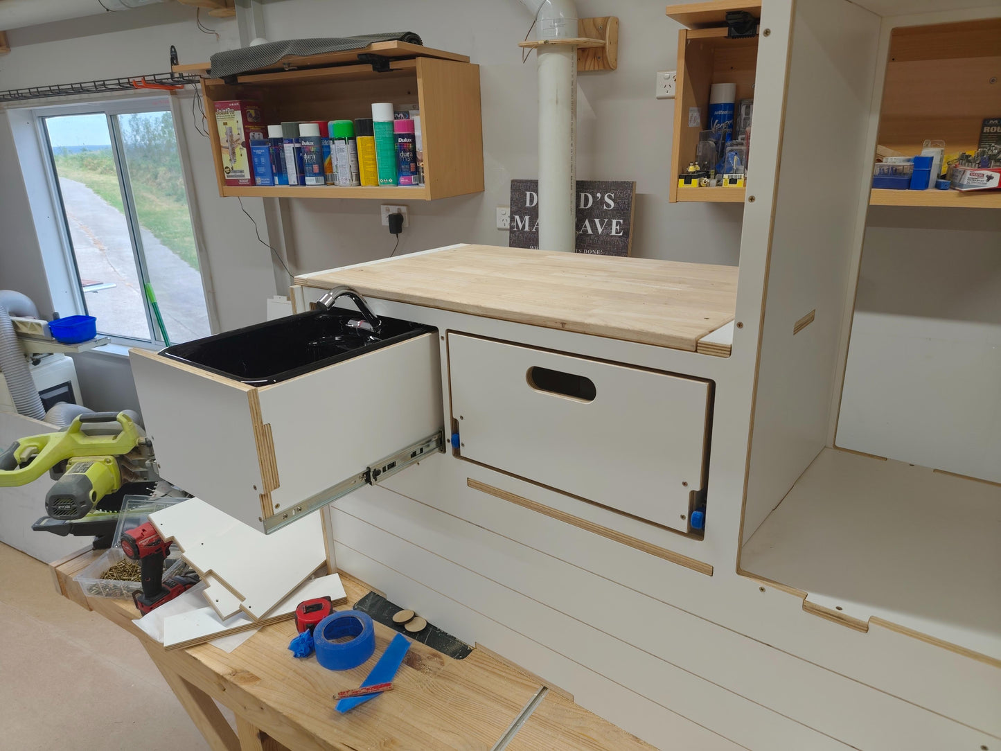 Slide Out Kitchen Fully Plumbed - Suit 85L Kings,Bushmans Fridge. Sink option available