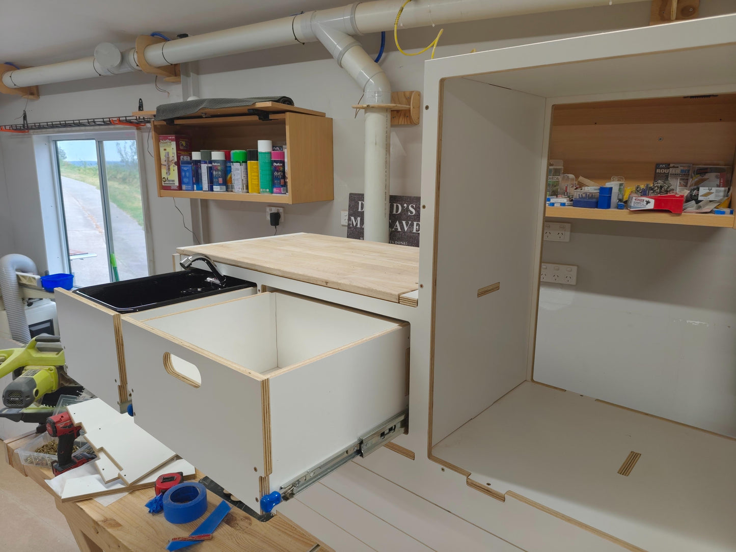 Slide Out Kitchen Fully Plumbed - Suit 85L Kings,Bushmans Fridge. Sink option available