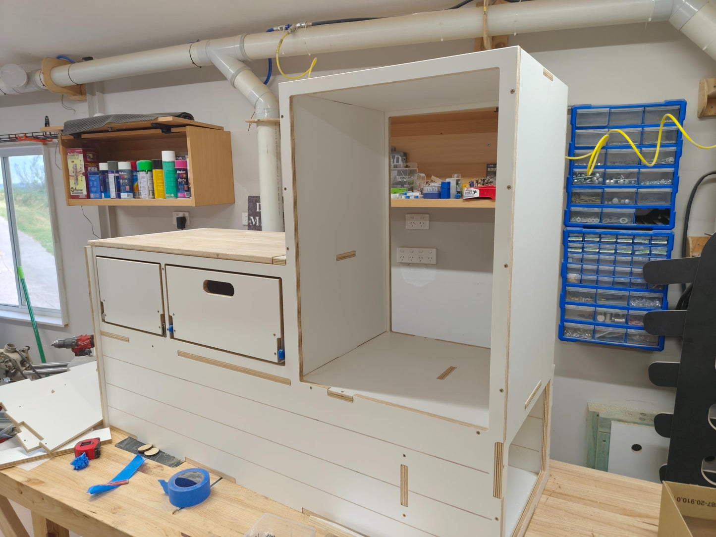 Slide Out Kitchen Fully Plumbed - Suit 85L Kings,Bushmans Fridge. Sink option available