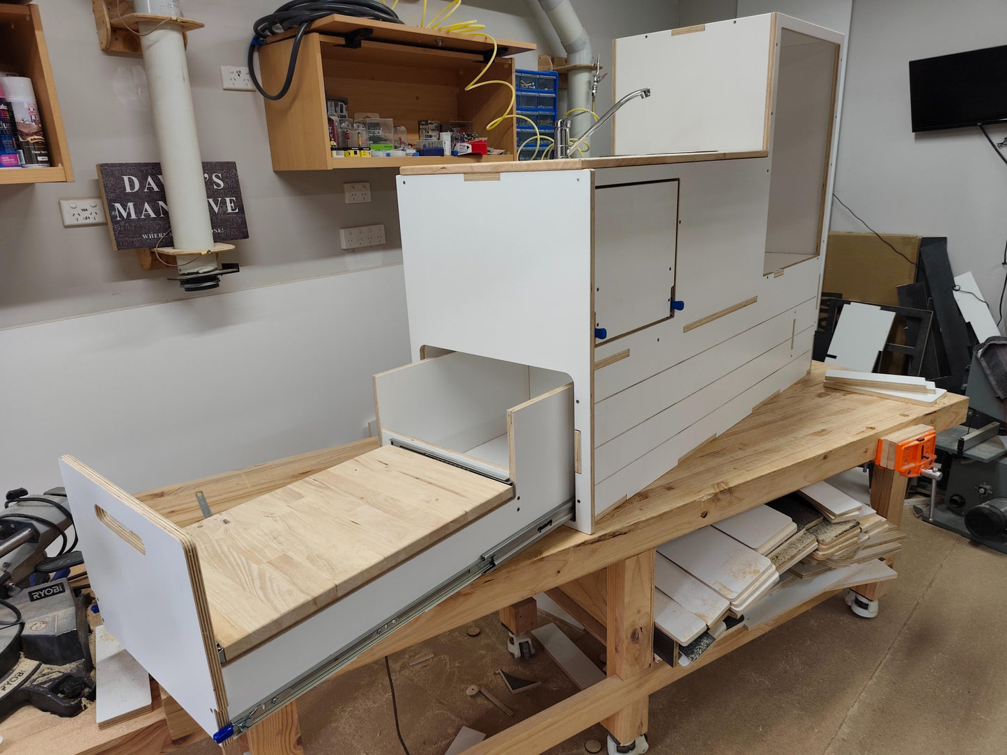 Slide Out Kitchen Fully Plumbed - Suit 85L Kings,Bushmans Fridge. Sink option available
