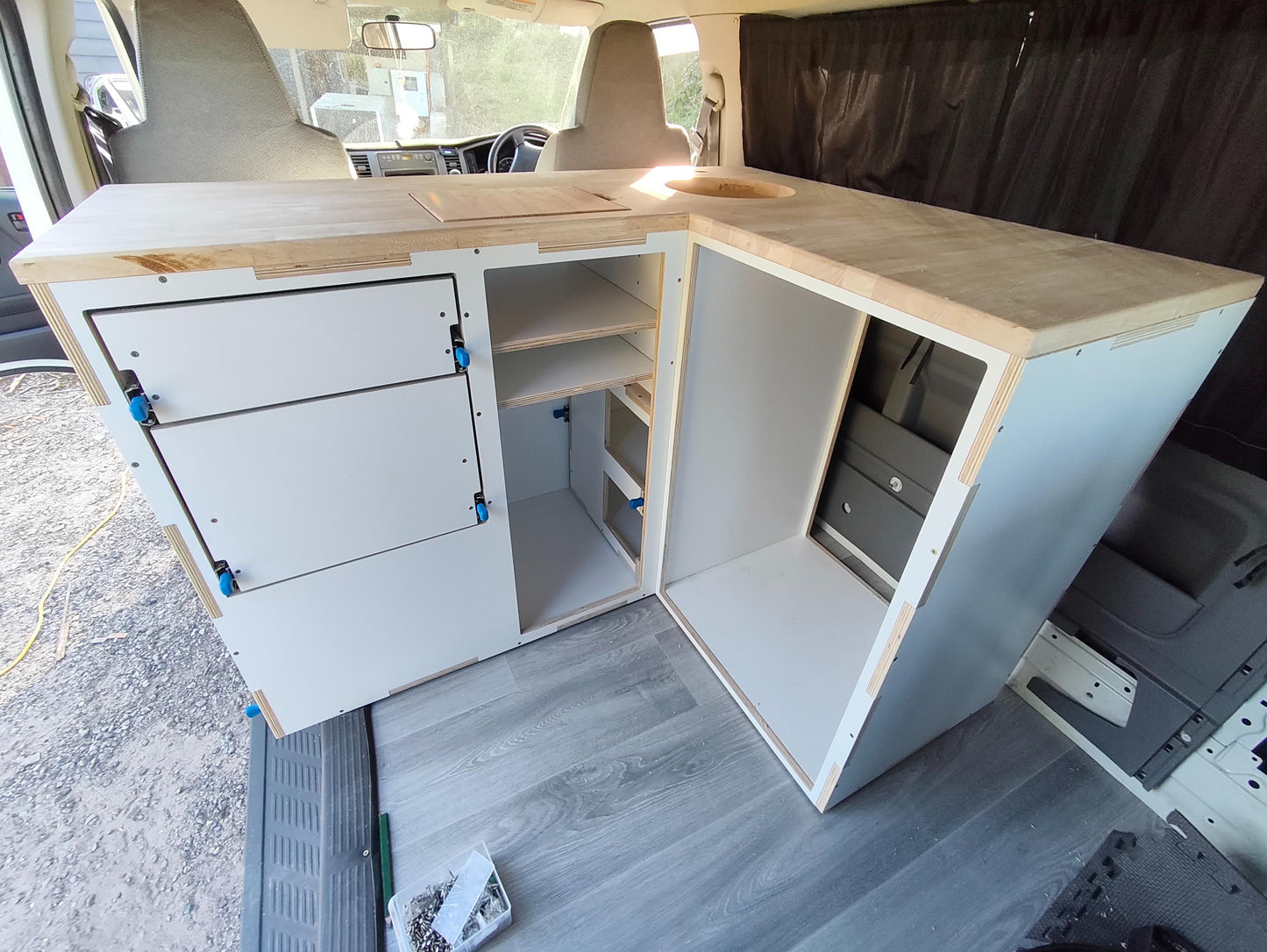 Corner Campervan Kitchen Module - Fully Assembled